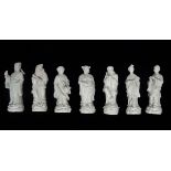 Seven Chinese blanc de chine figures - buddha together with others including scholars, scribes and