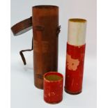 An early 20th century tan leather map case - cylindrical form, by A Barrett & Sons Piccadilly,
