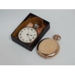 A 9ct yellow gold hunter pocket watch - with anonymous cream dial set out with Roman numerals with