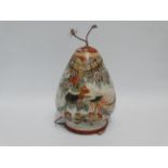 An early 20th century Japanese Satsuma hanging vase - of conical form decorated with a pheasant in a