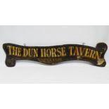 An early 20th century painted wooden pub sign - for 'The Dun Horse Tavern', Vaux's Ales, height