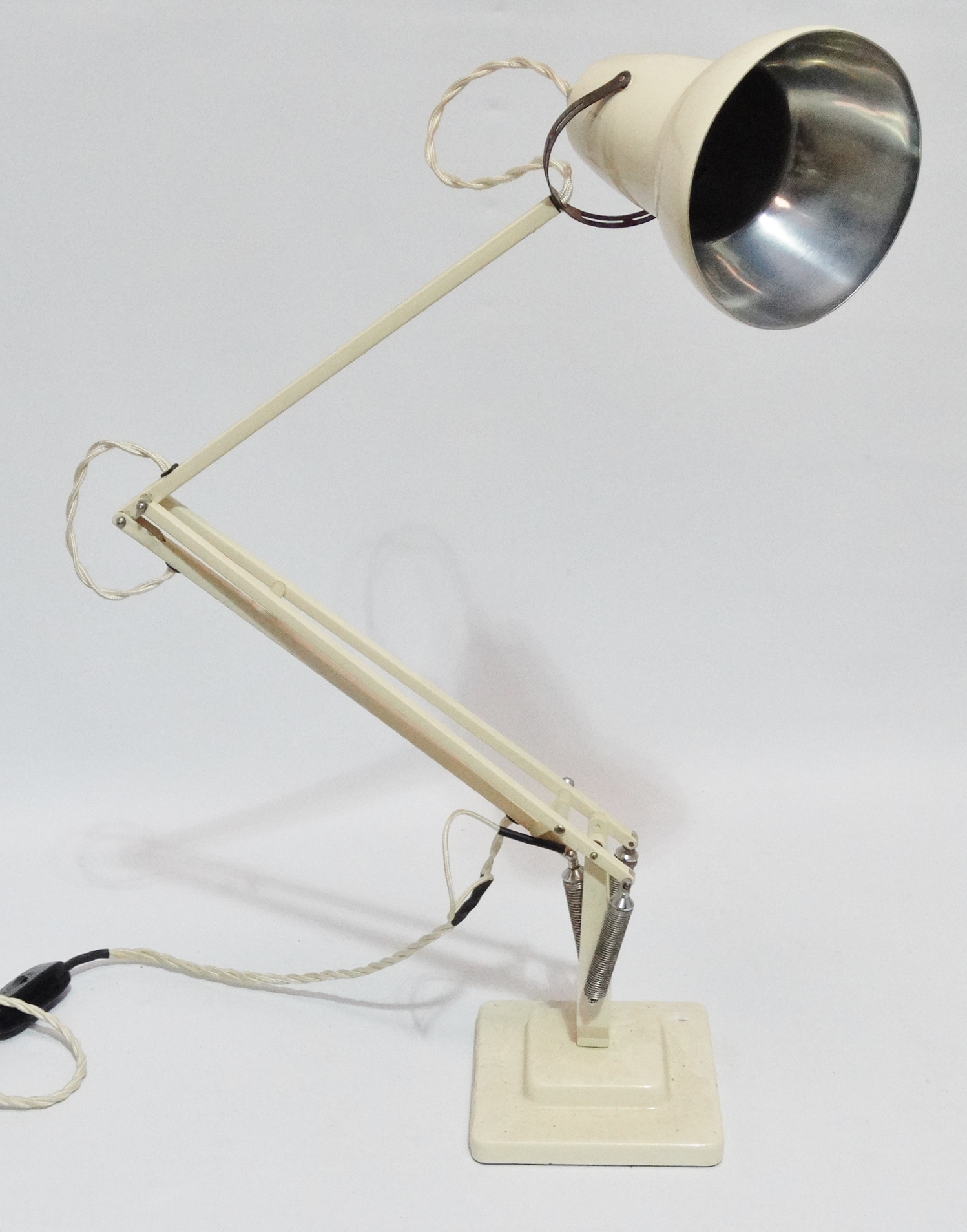 Herbert Terry anglepoise lamp - with cream painted finish and square stepped base.