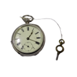 A silver cased pocket watch - Birmingham 1897, by Skarrett of Worcester, the white enamel dial set