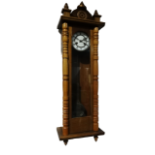 Vienna regulator wall clock - a mahogany cased wall clock with 19th century movement and white