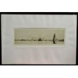 HAROLD WYLLIE (British 1880-1973) Entrance to Portsmouth Harbour Etching Signed and numbered no.37