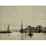 HAROLD WYLLIE (British 1880-1973) Medina River (Isle of Wight) Etching, Signed and numbered no. 37