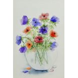(20th century), Anemones in a Vase, watercolour, indistinctly signed lower right, framed and