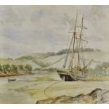 A G G (British 19th/20th century) St Just Creek, Falmouth Harbour, August '20, watercolour, signed
