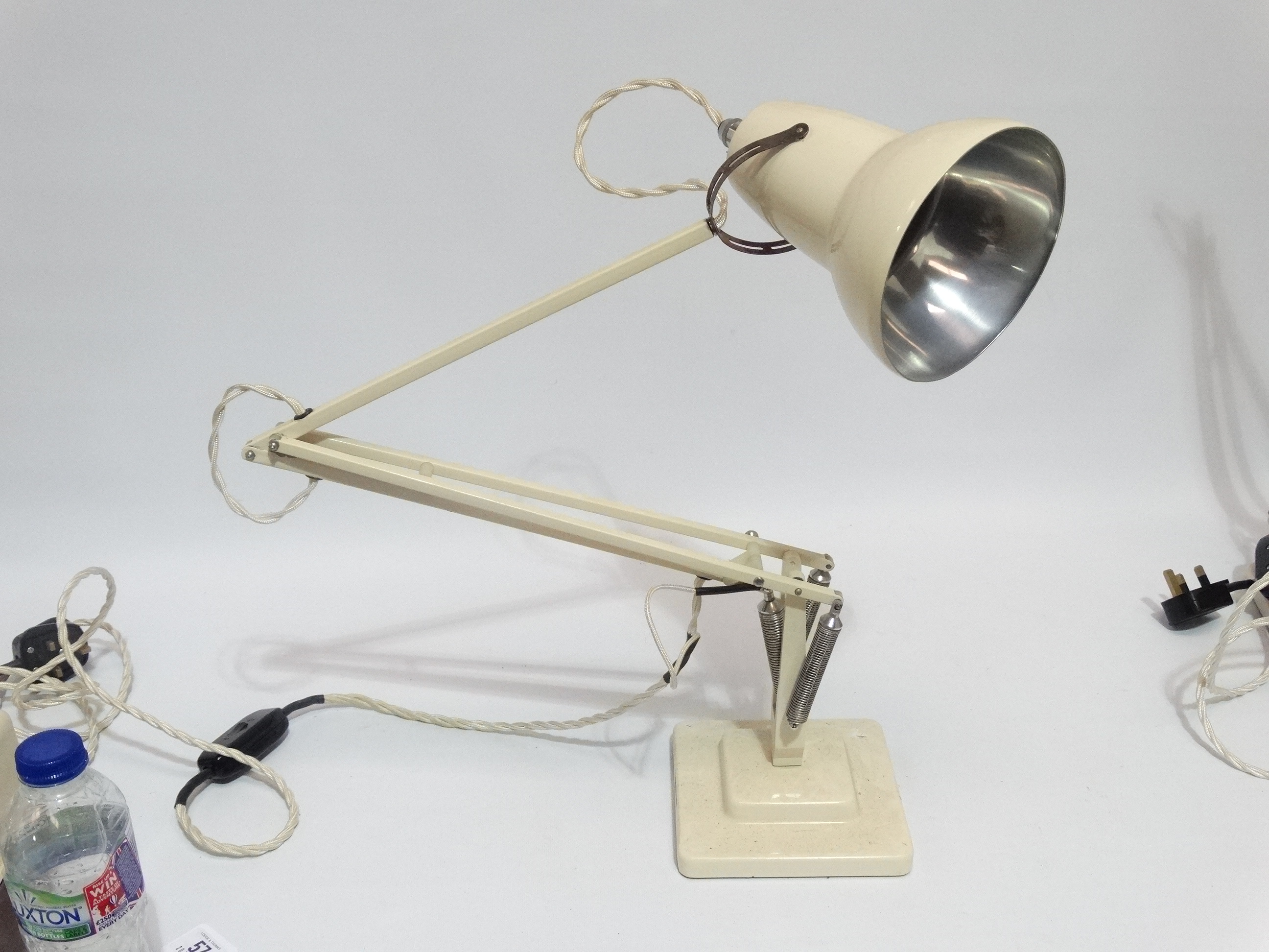 Herbert Terry anglepoise lamp - with cream painted finish and square stepped base. - Image 2 of 4
