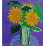 David GOODMAN (British b. 1954), Sunflowers in a Vase, Pastel on coloured paper, Signed and dated '