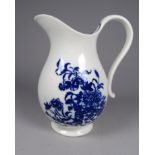 A Caughley jug circa 1775 - the blue and white decoration depicting an oriental landscape, height