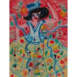 Faye THOMPSON (British 20th/21st Century), Dancing Figure, Mixed media, Signed verso, Framed,