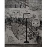 Jennifer BROWN (British 1925-2008), Bus Stop, Etching, Signed, titled, numbered 3/35, and dated '89,