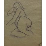 Hyman SEGAL (British 1914-2004), Reclining Nude, Ink on coloured paper, Signed lower right, Framed