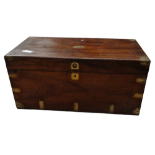 A Victorian camphorwood trunk - the lid with a countersunk ring handle and vacant name plaque