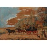 Early 19th Century British School, Regency Coaching Scene with Cambridge in the Distance, Oil on