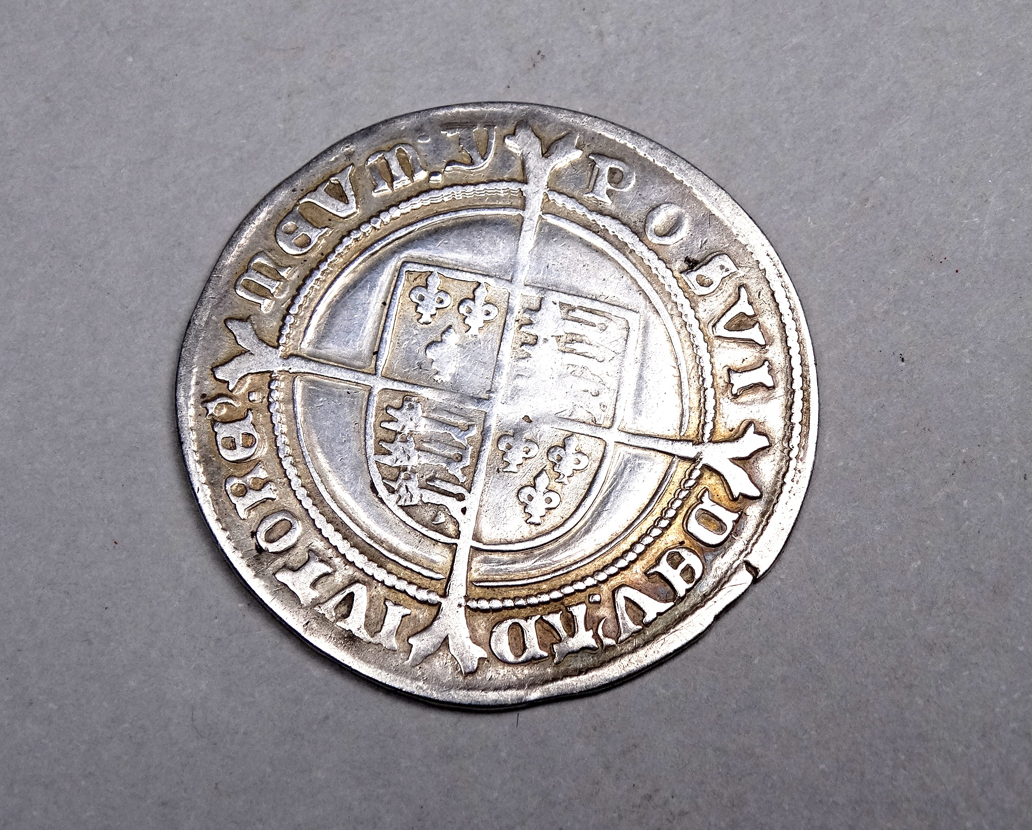 An Edward VI hammered 1 shilling coin.