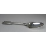 A silver dessert spoon - Dumfries 1849, sponsor's mark for Adam Burgess, length 17cm, weight 33g.