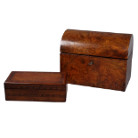 A Victorian walnut domed stationery casket, width 22cm, together with another walnut box (2)