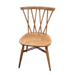 An Ercol lattice back chair, beech with an elm seat, bearing Ercol label rear of seat