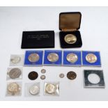 A quantity of Elizabeth II crowns - together with other commemorative coins and three Victorian 3d