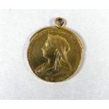 A Victoria Diamond Jubilee silver gilt metal medallion - set on suspension mount, weight 10.5g.