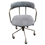 A West Elm Lennox swivel office chair - upholstered seat and back within a gilt metal frame.