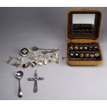 A quantity of costume jewellery ear studs - together with a gilt necklace