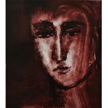 Elizabeth HUNTER (British b. 1935), Head of a Young Man, Monoprint, Signed and titled lower edge,