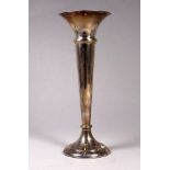 A trumpet shaped silver stem vase - Birmingham 1905, with a flared neck and weighted base, height