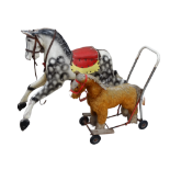 A mid 20th century wooden rocking horse - painted dapple-grey, lacking mane, tail and rocking frame,