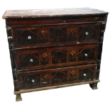 An unusual mid Victorian painted chest of drawers - the pine carcass with primitive painted floral