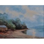 MARY WASTIE 20th Century British Low Tide, Helford River Oil on canvas Signed lower left Framed