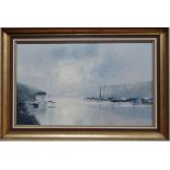MARY WASTIE 20th Century British Early Morning Mist, Helford River Oil on canvas Signed and dated 87