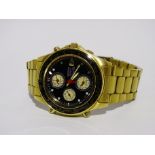 A Seiko World Timer Sports 150 - the gilt steel case with black dial set out with dots, including