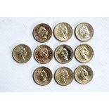 Ten £1 coins - various reverses, 1989, 1990, 1994, 1996, 1997, 2005, 2006 and 2007.