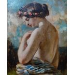 Manner of William Etty Portrait Of A Young Woman With Floral Garland Oil on board Etty letter