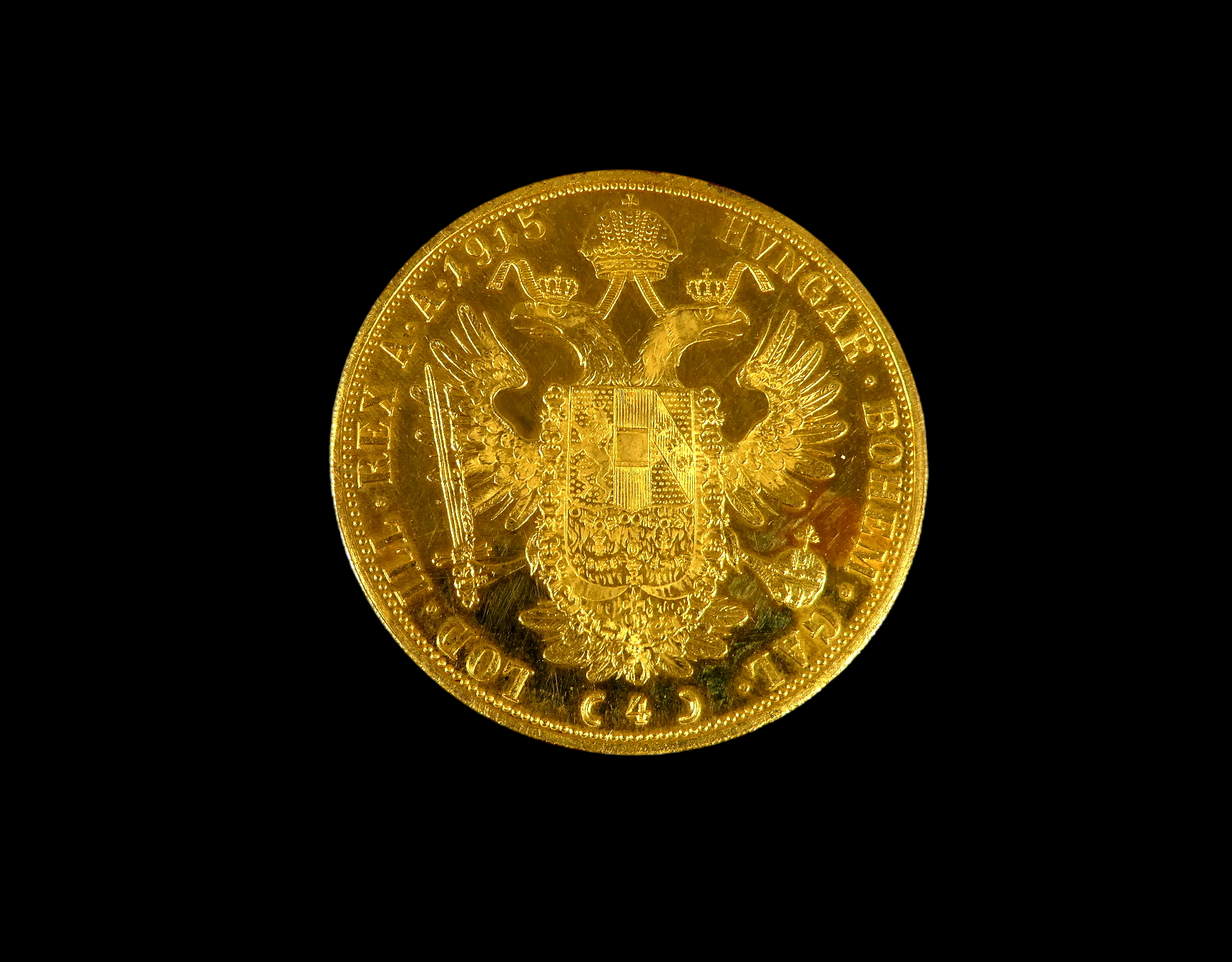 An Austrian Franz Joseph four Ducat gold coin - dated 1915, laureate portrait reverse and arms - Bild 2 aus 2