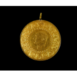 A Turkish 1960 fifty Kurus gold coin - head withing a foliate border reverse, script and dated