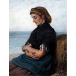 JOHN DAWSON WATSON (1832-1892) Cornish Fish Girl Watercolour Signed with initials and dated 1870