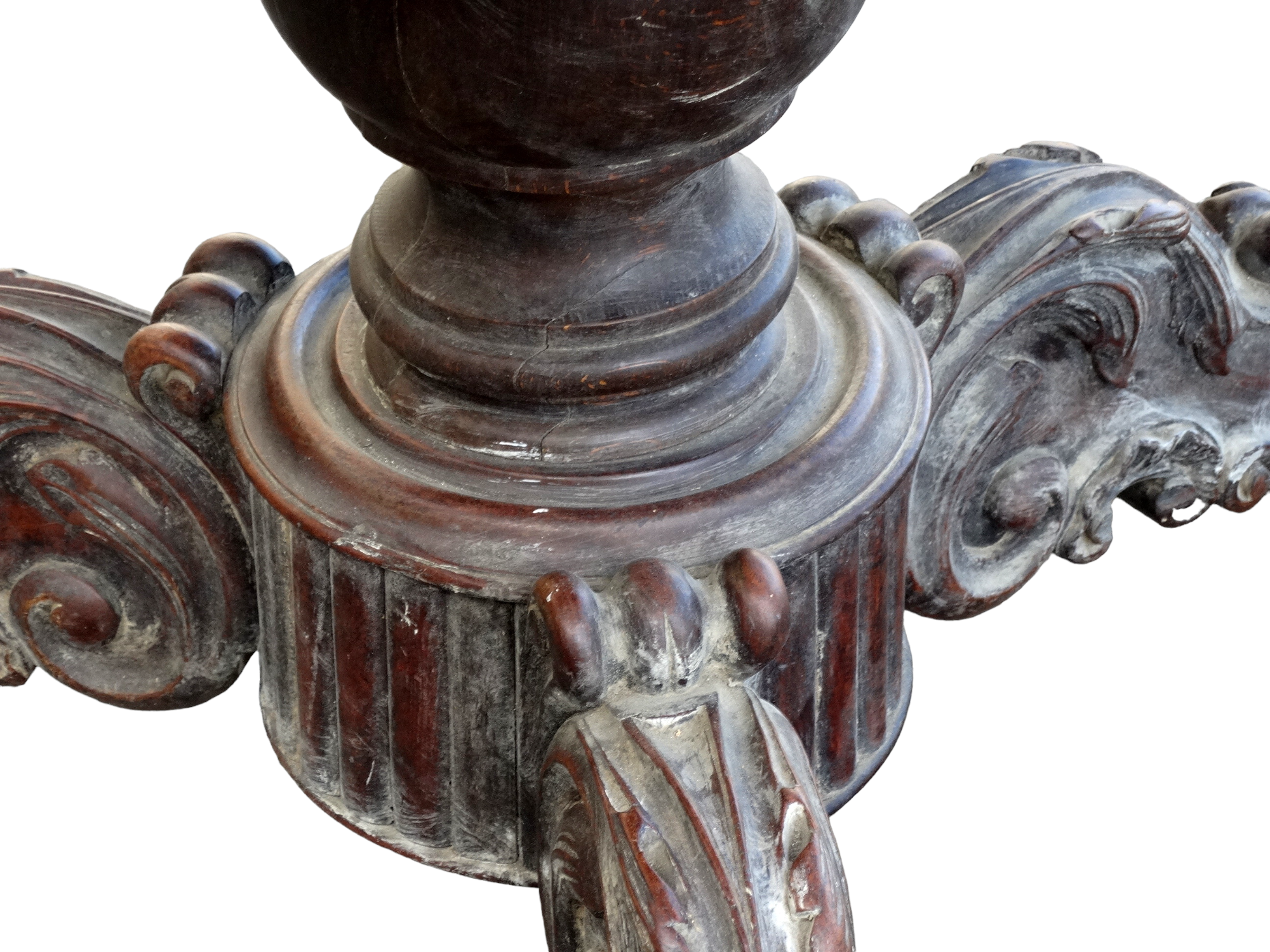 A 19th century French walnut circular pedestal table - the segmented veneered top above a central - Image 3 of 3
