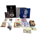 A collection of various medallions and coin sets - including 1998 England football squad, Millennium