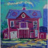 David GOODMAN (British b. 1954), Pink House, Pastel on coloured paper, Signed and dated '15 lower