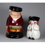Royal Doulton 'The Huntsman' toby jug - height 18cm, together with another small example.