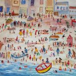 SIMEON STAFFORD (b. 1954) On The Beach St Ives Oil on canvas Signed lower left Further signed and