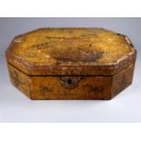 An early 19th century Venetian painted box - rectangular with canted corners, decorated with