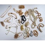 A quantity of costume jewellery - mostly faux pearl