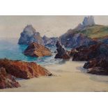 Leonard CASLEY (British 19th/20th Century), Kynance Cove, Watercolour, Signed lower right, Framed