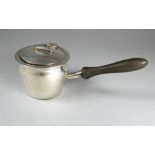 A silver inkwell modelled as a saucepan - with an ebonised handle, Birmingham 1924, height 5cm,