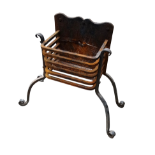 A 19th century iron fire grate - incorporating an ogee shaped back and raised on long legs, width